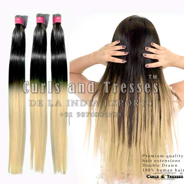 Micro Ring Hair Extensions ( I Tips ), Permanent, Dual/ Ombre colors -  Curls and Tresses - De la India Exports