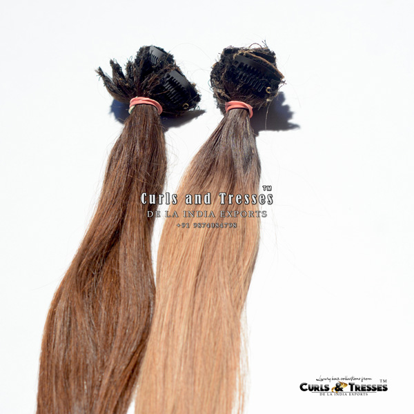 2 streaks / pack, single color, Clip on Streaks hair extensions - Curls and  Tresses - De la India Exports