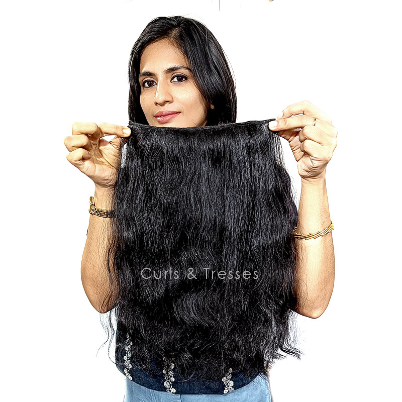 Clip On Hair Extensions (Ear to Ear / 1 pc), Double drawn, Wavy/Straight- all colors - Image 4