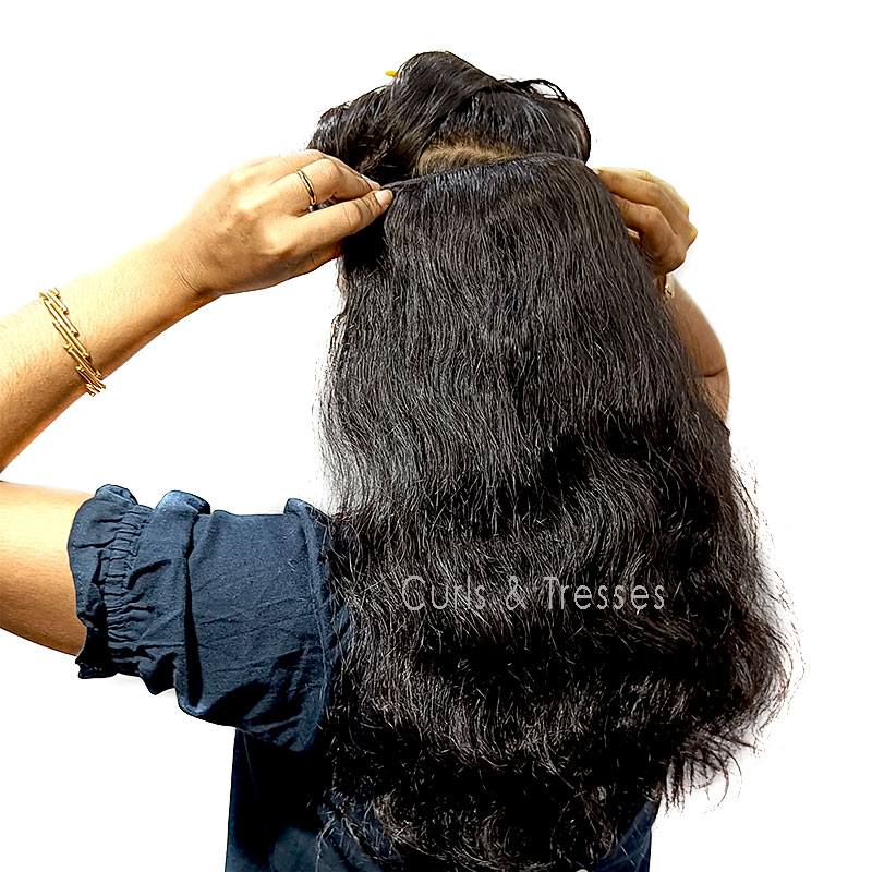 Clip On Hair Extensions (Ear to Ear / 1 pc), Double drawn, Wavy/Straight- all colors - Image 5