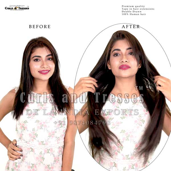 Tape in hair extensions, permanent, Natural hair, natural color - Image 3