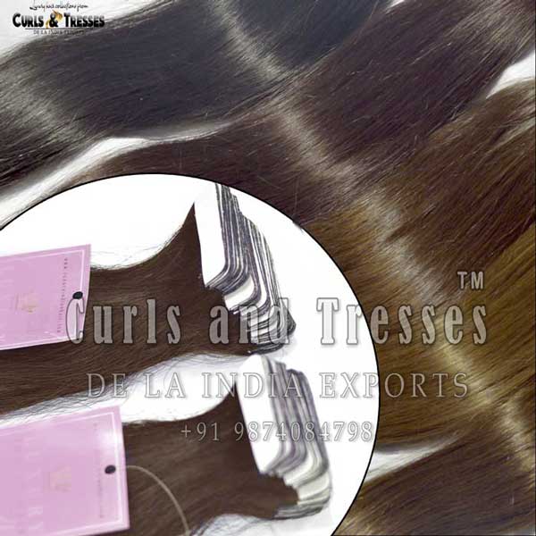 Tape in Hair Extensions, permanent type, Brown shades - Image 2