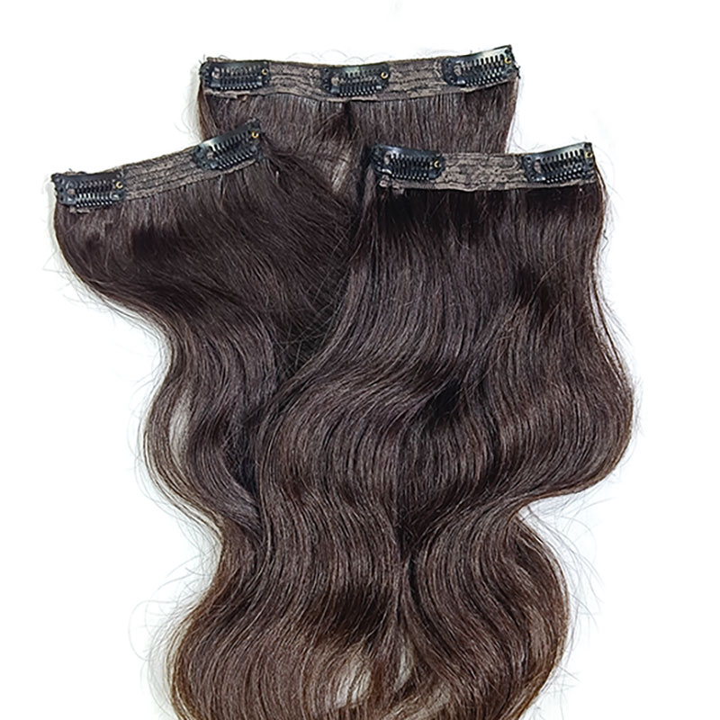 Clip On Hair Extensions Set (3 pcs), Double drawn, Wavy/Straight- all colors - Image 3