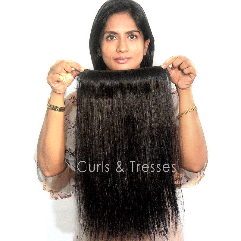 Clip On Hair Extensions (Ear to Ear / 1 pc), Double drawn, Wavy/Straight- all colors - Image 3